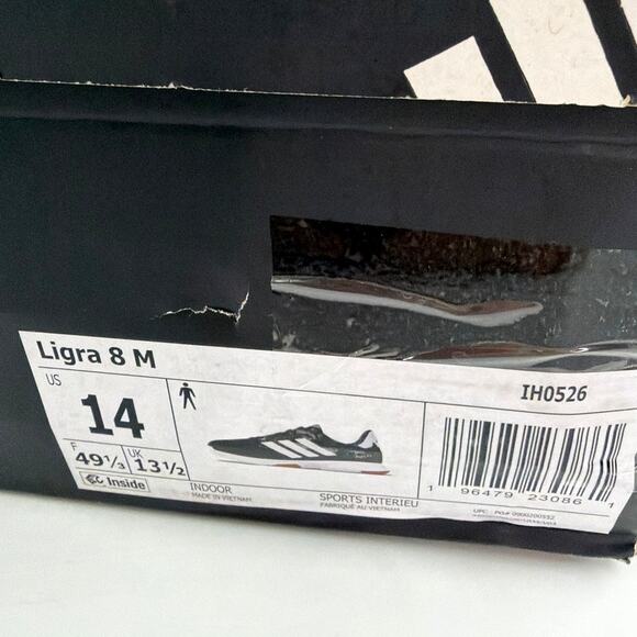 Adidas Men's Core Black Cloud White Ligra 8 Indoor Shoes Size 14 - Picture 9 of 12